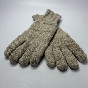 Fownes Mens Thinsulate Wool Knit Gloves Genuine Leather Palm Brown Oatmeal OS